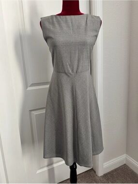 Theory Grey Sleeveless Midi Fit-and-Flare Dress 2